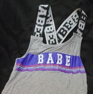 Gray "BABE" Tank Top